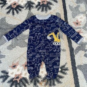 Matt Carter's Tractor Footed Zip Sleep Onesie Blue/Gray
